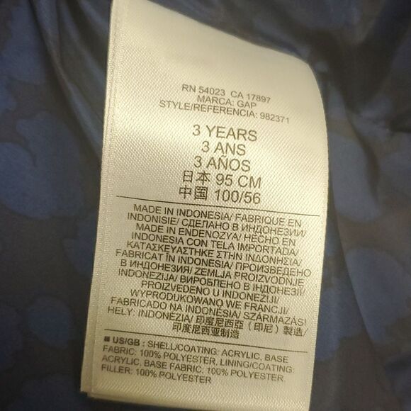 BABY GAP Blue/Black Puffer Vest - 3 Toddler - Picture 7 of 7